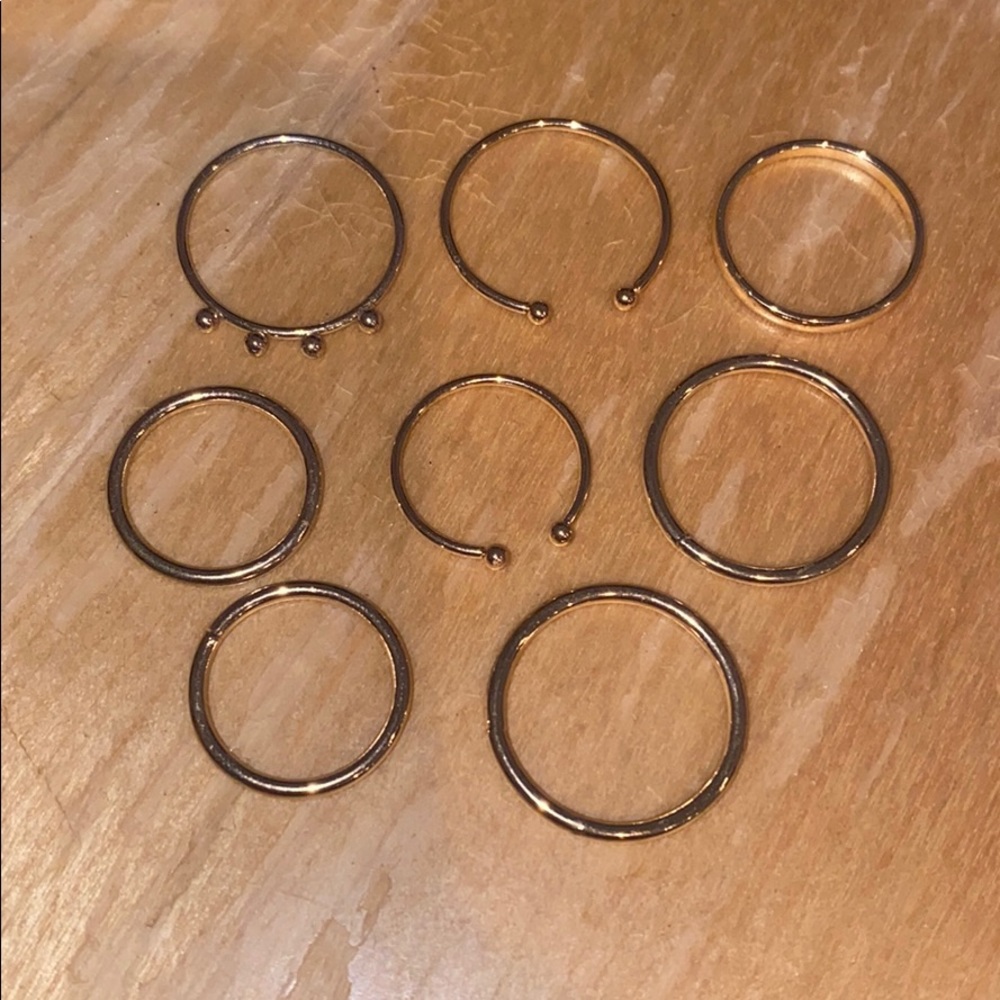 Set of 8 Simple Gold Rings